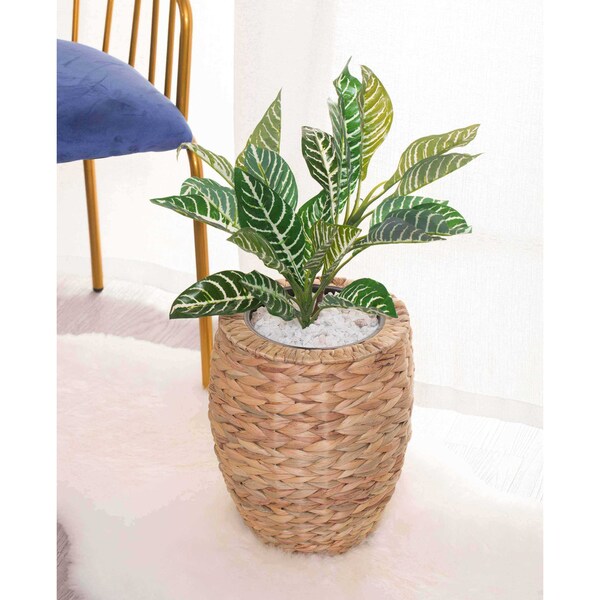 Water Hyacinth Round Floor Planter With Metal Pot, Small